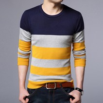 남성용 블랙101 가너졸리 스트라이프 베이직 라운드넥 니트 FC-2319426