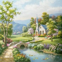 피포페인팅 DIY 풍경화 그리기 세트 여름 테마 시리즈 40 x 50 cm, Q2941