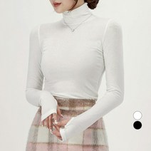 쿨쿠 여성용 심플 핑거 워머 폴라 티셔츠