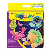 아모스 네온야광 아이클레이 18g 4종 세트, 야광노랑, 형광연두, 형광핑크, 파랑