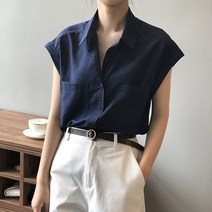 블랙스완 여성용 루즈핏 민소매 반팔 셔츠
