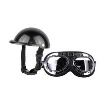 카르노코리아 강아지 라이딩 안전모 고글 세트, 실버, 1세트