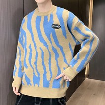 남성용 마켓A 컬러 지브라 니트
