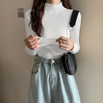 레몬소울 여성용 팩트 물결 반목 골지 니트티
