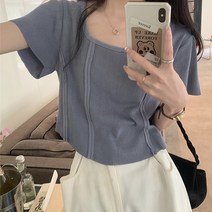 레몬소울 여성용 말해줘 스퀘어 크롭 반팔티
