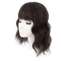하이유니 웨이브 펌 단발 정수리 탑커버 헤어피스 35cm, 브라운블랙, 1개