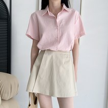 시크블랙 여성용 던트페 데일리 파스텔 무지 반팔 셔츠 NB2008K24