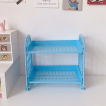 알포유 데스크탑 2단 접이식 수납랙, 1개, 2번 블루
