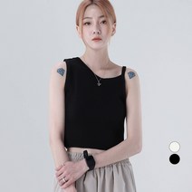 어썸어라운드 여성용 유니크 언발 크롭 나시