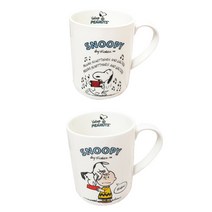 스누피 빈티지 머그컵 300ml x 2종 세트, 스누피 아코디언, 찰리, 1세트