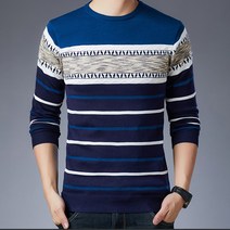 남성용 블랙101 페기오리 스트라이프 라운드넥 니트 FC-2319427