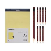 시그니처 리갈패드 A4 5p + 유니볼 연필 4H 12p, 옐로우(리갈패드), 1세트