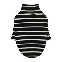 퍼피엔젤 하이넥 긴소매 줄무늬 강아지 티셔츠, 999 BLACK