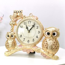 저소음 턱시도 부엉이 탁상시계 kspz370, 금