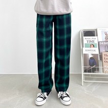 잘빠진 모노 체크 밴딩 일자 팬츠