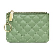 블루마운트 천연 양가죽 지퍼형 슬림 퀼팅 키링 여자 카드 지갑 CPZ101SS