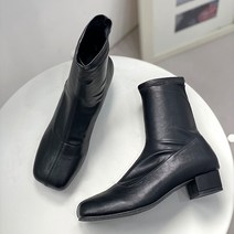 렌디 레이디 둥근 사각코 삭스 앵클부츠 3cm