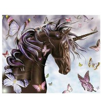케이엠엘리 3D 액자형 사각 보석 십자수 DIY 50 x 40 cm, 나비와 유니콘, 1개