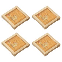 다도 대나무 장식 컵받침 05 4p, 우드베이지