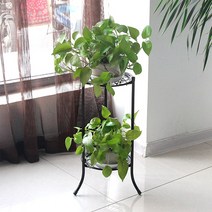 에나수 올리빙 실내 베란다 다육이 선반 화분 받침대 50cm TC001, 블랙, 2단