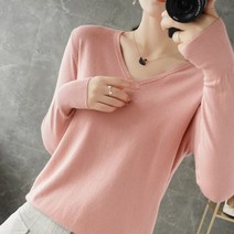 솔레일 여성용 브이넥 슬리브 니트