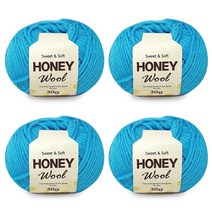 니뜨 허니울 뜨개실 30g x 4p, 아쿠아블루, 4개