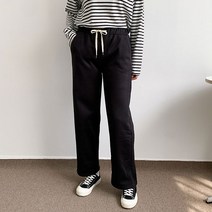 헤이진 여성용 기모 무지 밴딩 와이드팬츠