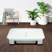 화분월드 고정식 직사각 서랍 물받침 화분받침대, 스노우화이트