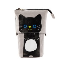 한수오 고양이 모양 접이식 파우치형 필통, A타입, 1개