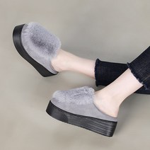 코나블루 여성용 털 방한 통굽 키높이 슬리퍼 5cm DT3371