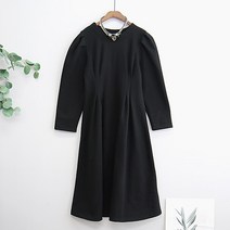 이얀 퍼프 소매 기모 임산부 정장 원피스