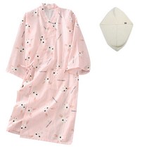 프리미엄 YP30 샤워가운 M + 헤어타올, 핑크(샤워가운), 화이트(헤어타올), 1세트