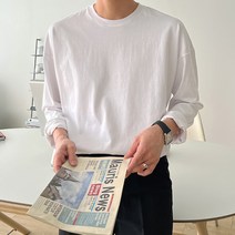 맨타임 DOT 오버핏 레이어드 무지 트임 긴팔티