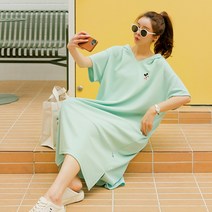 핑크시슬리 여성용 시원해 미키 V후드 롱원피스