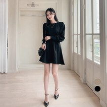 에비뉴비 여성용 핀턱 퍼프 미니 원피스