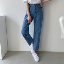 라라온 여성용 슬림 보이핏 워싱 데님팬츠