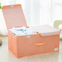 가정용 더블 뚜껑형 손잡이 리빙박스 S, 오렌지, 1개