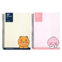 카카오프렌즈 모던st 4분할 그리드 스프링 노트 2종 세트, 라이언, 어피치, 1세트