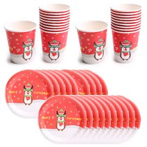 크리스마스 파티접시 루돌프 18cm x 20p + 파티컵 x 20p, 1세트