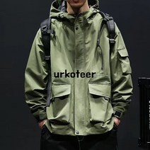 urkoteer 남자 카고 후드 롱 야상 점퍼 옷