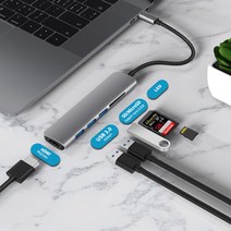 USB 3.1 c형 허브-HDMI 어댑터 4K 썬더볼트 3 USB c허브 TF SD 리더 슬롯, 7-in-1 HDMI PD 허브