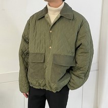 겨울 누빔 숏 패딩 점퍼 / 스톤 카키 블랙