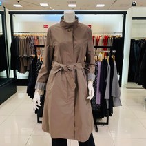 요하넥스 차이나카라 소매단배색 옆트임 벨트 트렌치 코트(브라운)