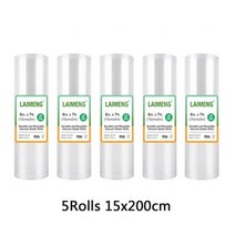 랩핑 머신 실링 기계 진공 YUMYTH Vacuum Bags Rolls 5 Rolls/Lot BPA-Free Sous Vide 식품 실러 포장 플라스틱 보관함, 01 5R 15x200cm