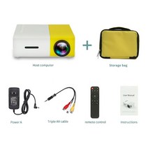 빔 프로젝트 프로젝터 홈 시어터 비디오 미니 야외 무선 레이저 무비 캠핑 강의 Lejiada yg300 pro led protable 800 루멘 지원 1080p 풀 hd, 노란색 프로와 가방, 나는 플러그