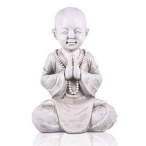 불교용품 지장보살 경 불교서적 오방기Nacome 명상 아기 부처님 동상 정원 야외 스님 입상 장식 선 조각, 02 White