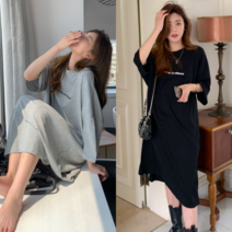 박스형 롱 통 대학생 원피스 잠옷 큰옷 집에서입는옷 롱박스 20 30대 여름 여대생