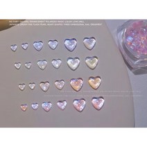 오로라 글리터 하트 스톤 네일 파츠, 오렌지, 1개