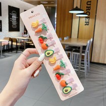 캐릭터머리핀 물과일 큐트 프린세스 21 숏 발 카드 헤어액세서리 집게 앞머리 클립 악세사리 사이드 3899111331, 5# 앵두 바나나 아보카도 10 건