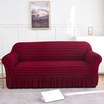 치맛자락 시어서커 소파 커버 풀백 스트레치 커버 더스트 커버 크로스오버 도매 소파 커버 미끄럼 방지 소파 타월 매트78131, 커피믹스 와인, 2인용의